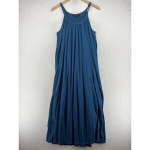 DONNA KARAN Dress S Sleepwear Jersey Racerback Sleeveless Scoop Neck Maxi Blue